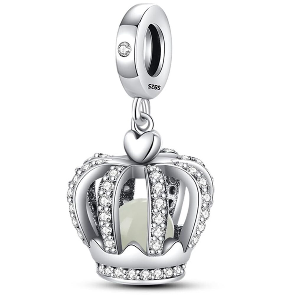 3642 925 Sterling Silver Bracelet Necklace Pendant Jewelry Crown Luminous